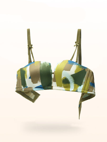 AERENEY Wire-Free Summer Thin Graffiti Print Seamless Bra Set