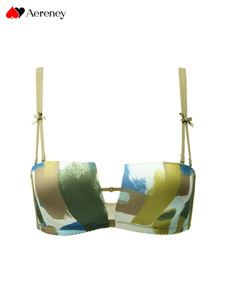AERENEY Wire-Free Summer Thin Graffiti Print Seamless Bra Set