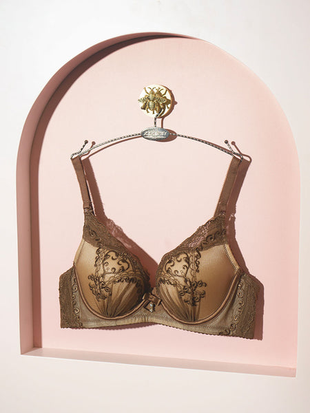 AERENEY Sexy Embroidered Lace Soft Underwire Bra Set