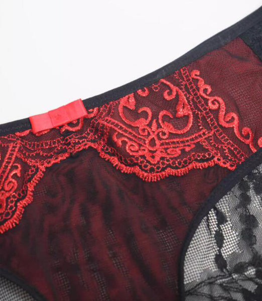 AERENEY Flat Angle Lace Embroidery Sexy Mid Low Rise Underpants