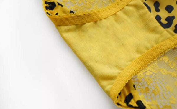AERENEY Leopard Pattern Sexy Thin Lace Traceless Flat Corner Underpants