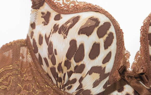 Spring and Autumn Sexy Leopard Print Panties Bra Set Thin Lace Petite