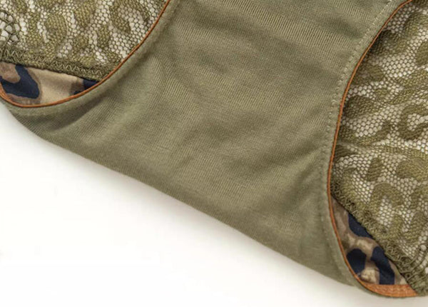 AERENEY Sexy Leopard Pattern Modal Pure Cotton Bottom Flat Corner Pants