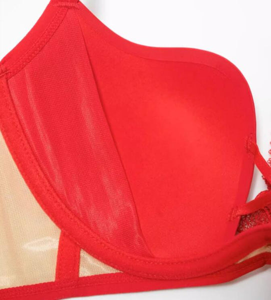 Dragon Year Red Wedding Underwear Glossy Sexy Bra Set Thin Bra