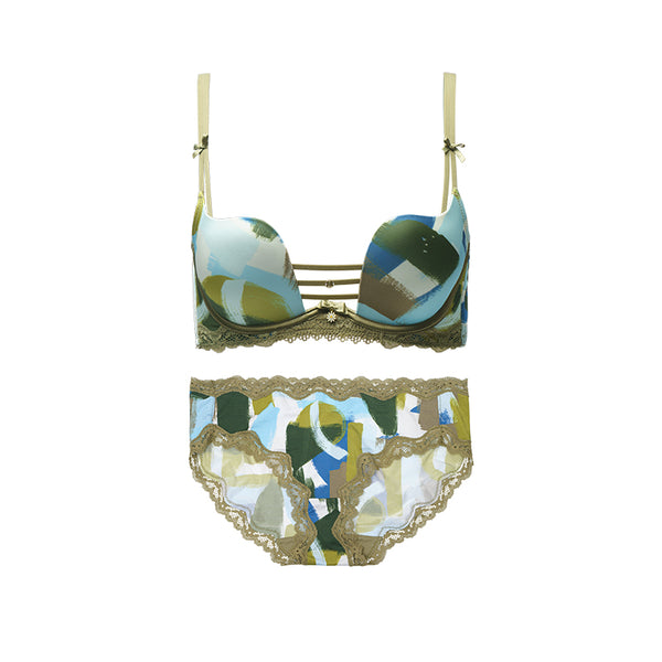 AERENEY Set Sexy Thin Graffiti Print Bra