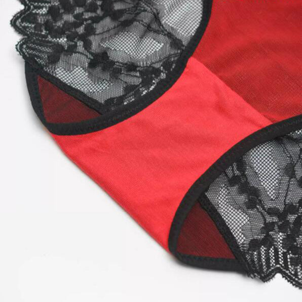 AERENEY Flat Angle Lace Embroidery Sexy Mid Low Rise Underpants