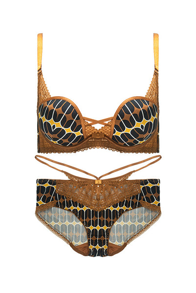 AERENEY Printed Soft Underwire Thin Bra Set