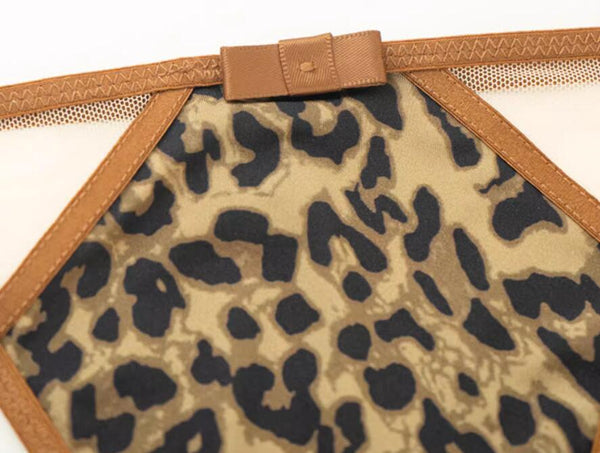 AERENEY Sexy Leopard Pattern Modal Pure Cotton Bottom Flat Corner Pants
