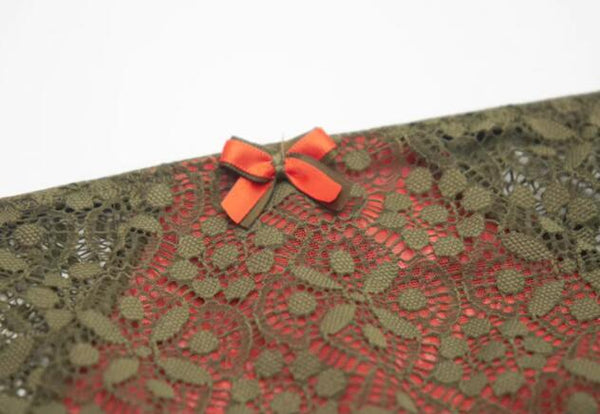 AERENEY Sexy Lace Contrast Thin Comfortable and Breathable Mid Low Rise Flat Corner Pants