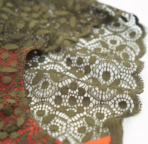 AERENEY Sexy Lace Contrast Thin Comfortable and Breathable Mid Low Rise Flat Corner Pants