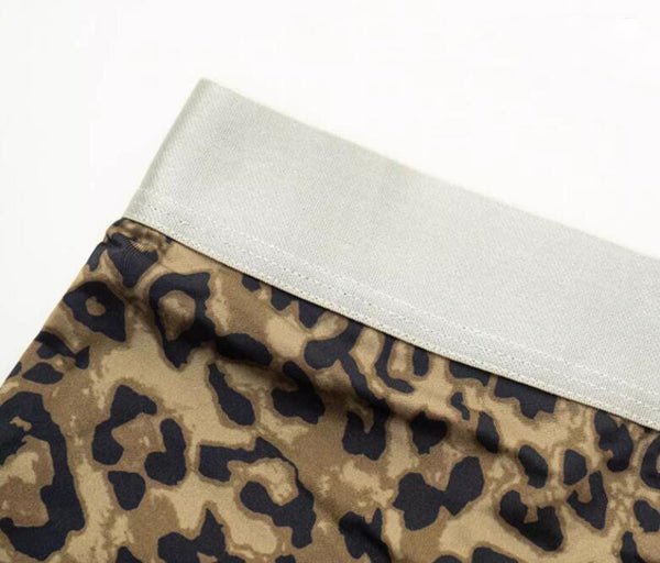 AERENEY Sexy Leopard Pattern Modal Pure Cotton Bottom Flat Corner Pants