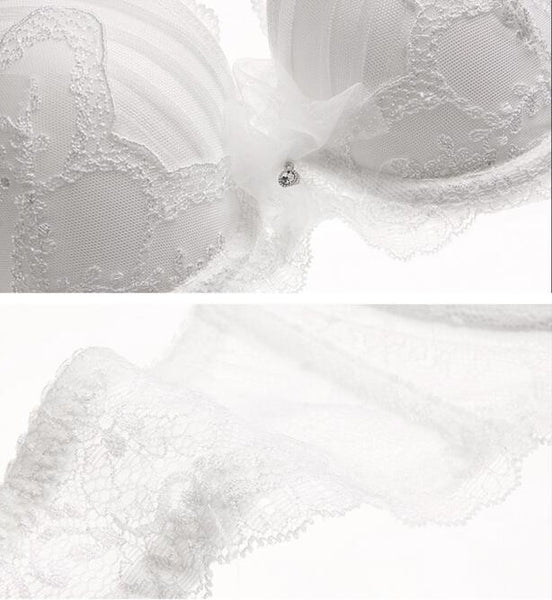 Sexy White Wedding Bride Lace Push-up Bra