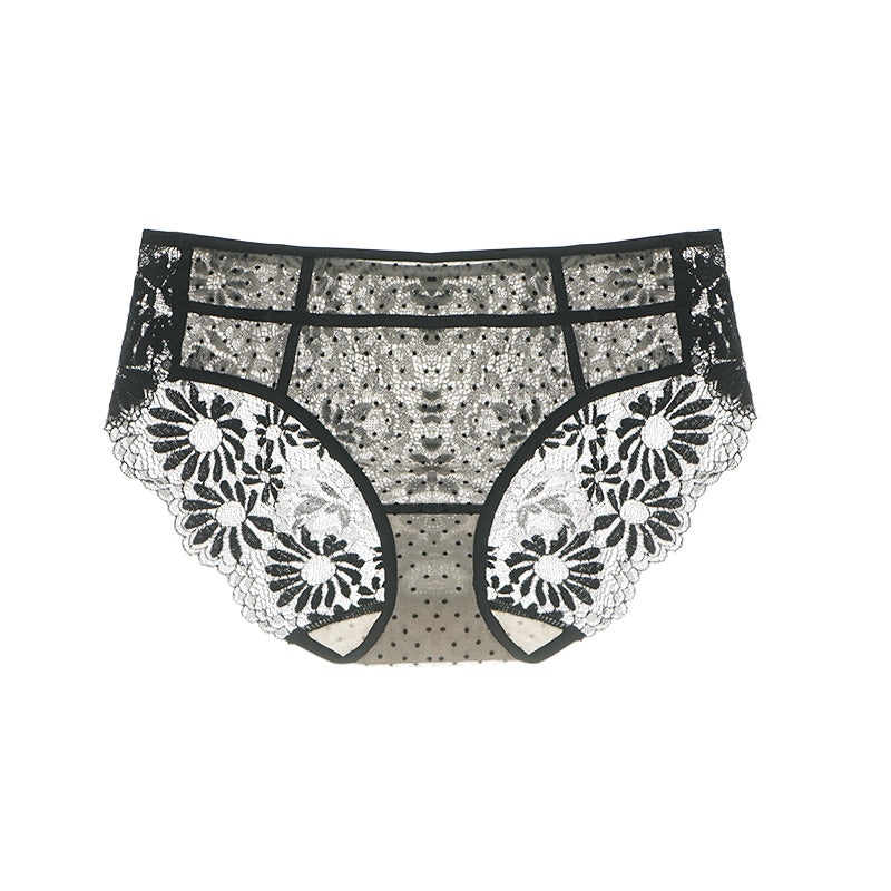 AERENEY sexy polka dot lace mid low rise comfortable and breathable boxer shorts