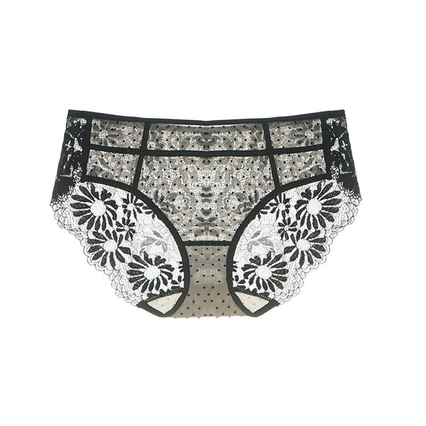 AERENEY sexy polka dot lace mid low rise comfortable and breathable boxer shorts