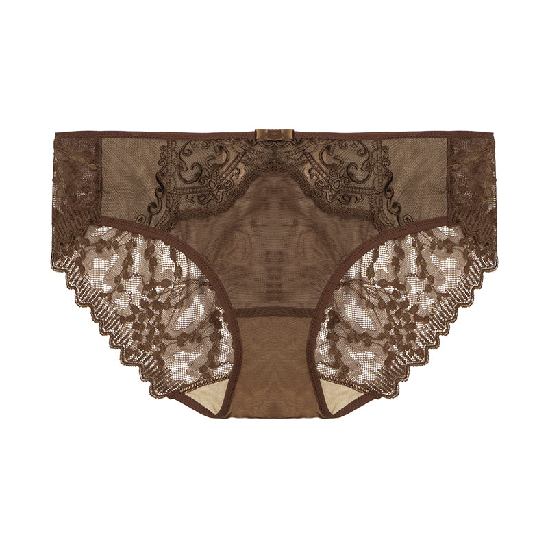 AERENEY Flat Angle Lace Embroidery Sexy Mid Low Rise Underpants