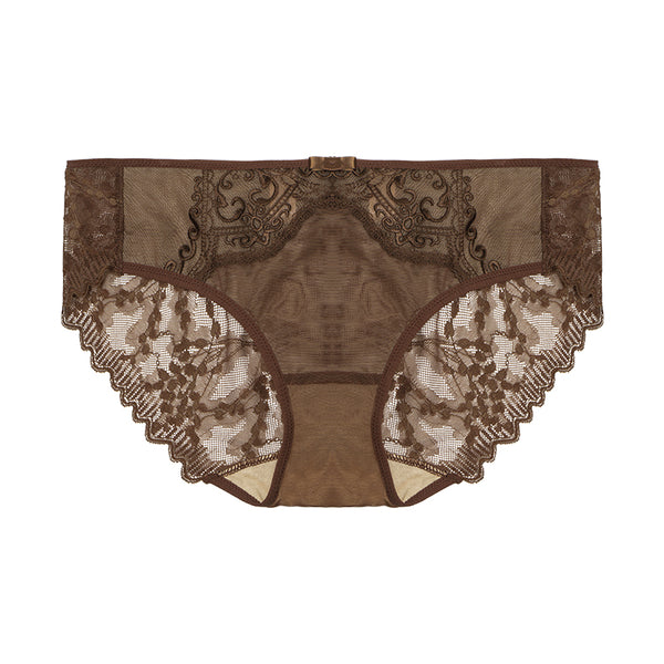 AERENEY Flat Angle Lace Embroidery Sexy Mid Low Rise Underpants