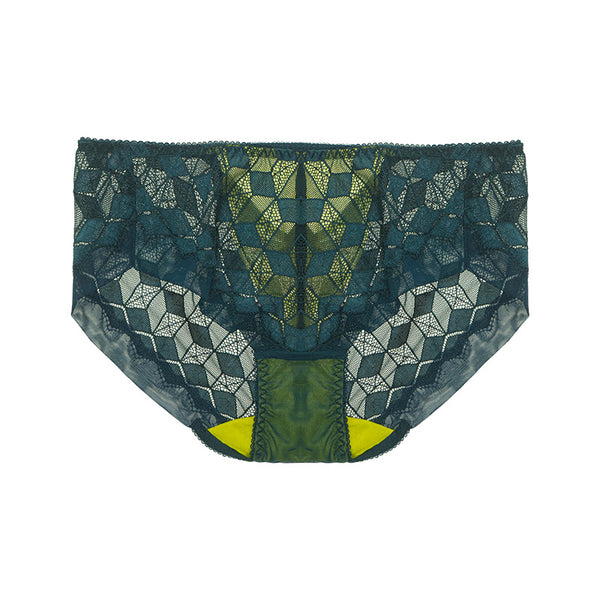 AERENEY Sexy Thin Lace Contrast Flat Corner Pants