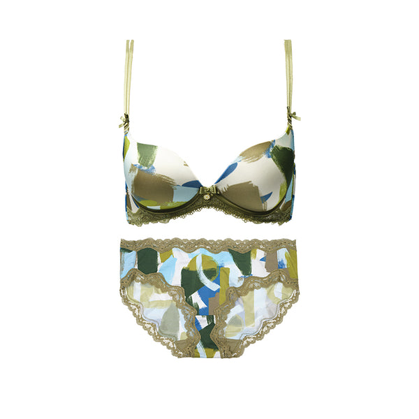 AERENEY Thin Sexy Graffiti Print Bra Set