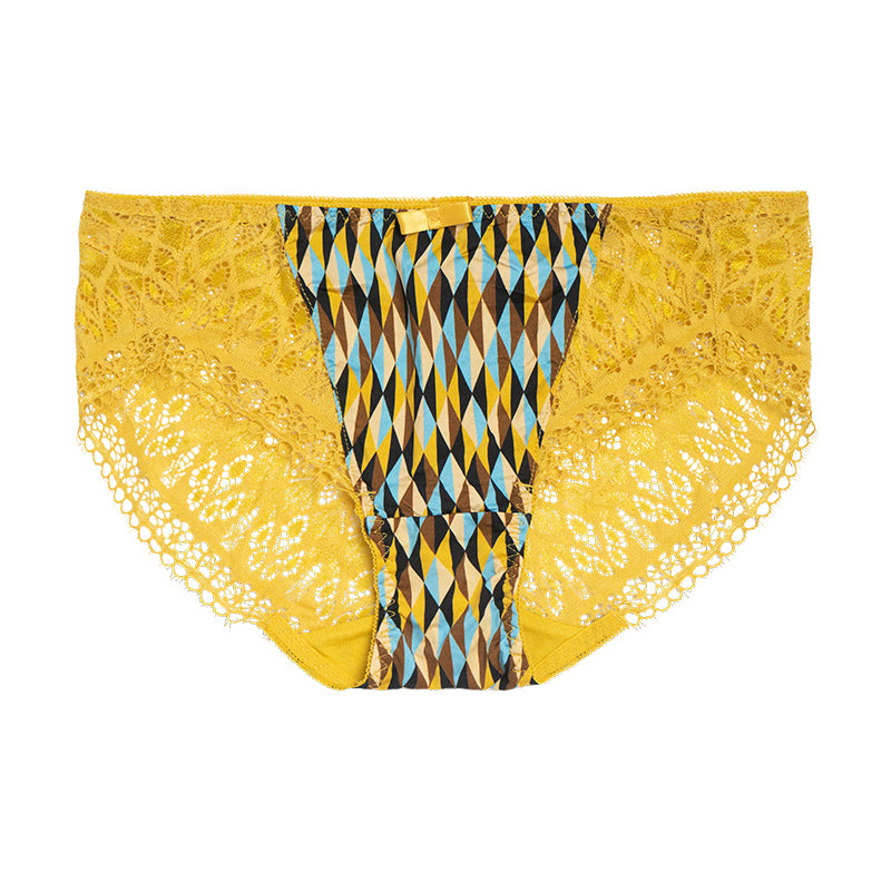 AERENEY Lace Low Waist Breathable Pure Cotton Bottom Flat Corner Pants