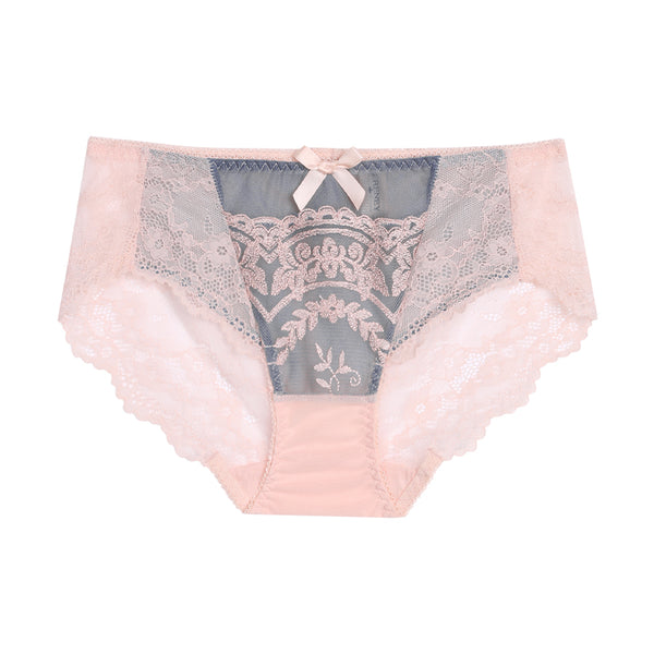Thin lace embroidered low waisted sexy flat angle underwear