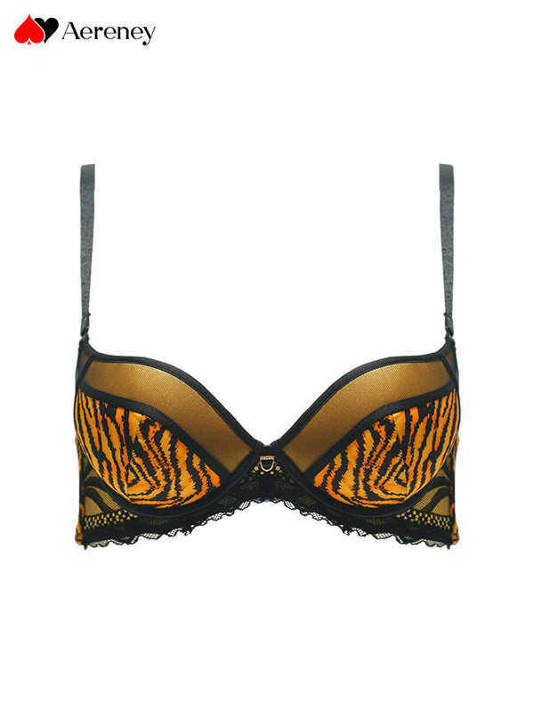 Print Leopard Print Sexy Bra Set Thin Bra Soft Underwire