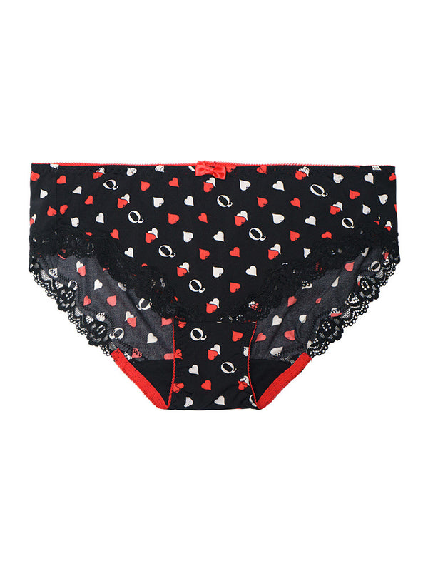 AERENEY Mid Low Rise Heart Print Sexy Flat Corner Pants
