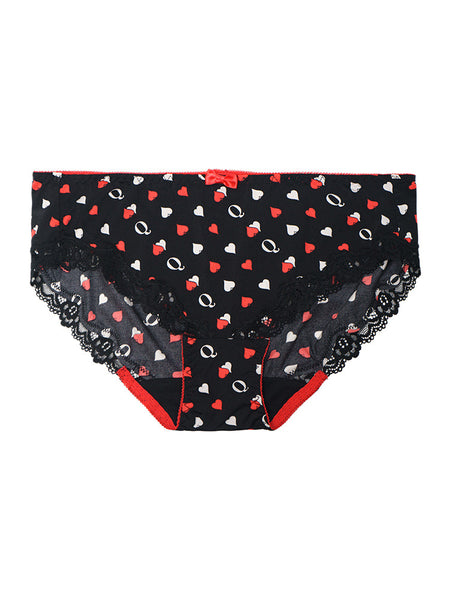 AERENEY Mid Low Rise Heart Print Sexy Flat Corner Pants