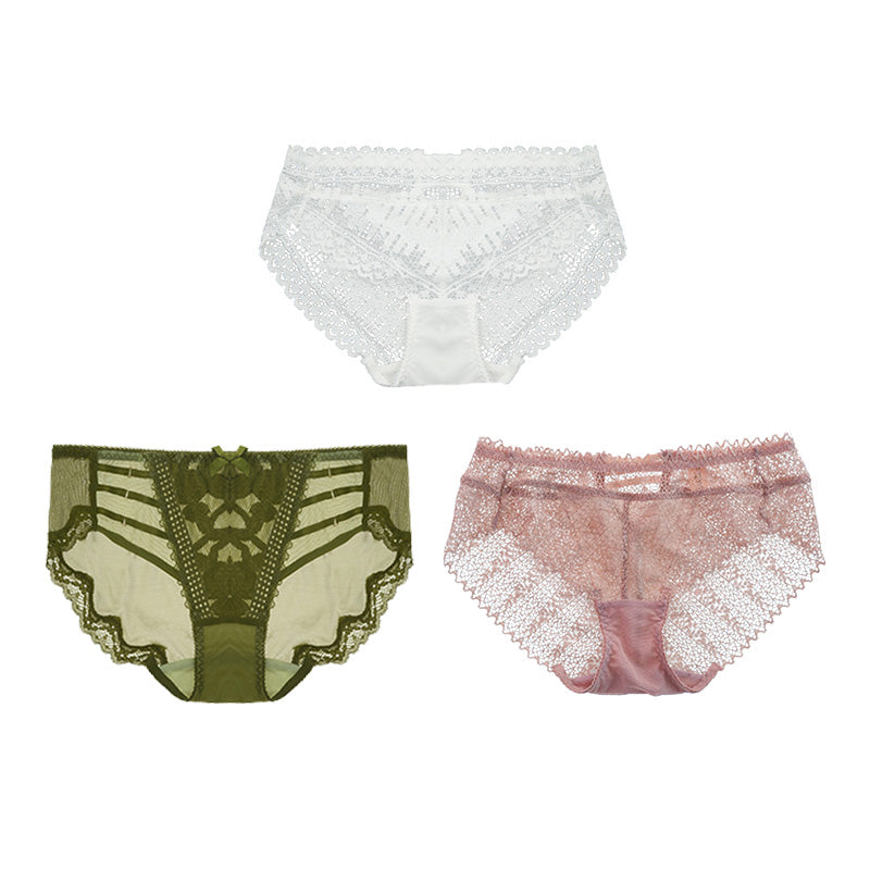 AERENEY Sexy Lace Thin Modal Bottom Breathable Flat Corner Pants