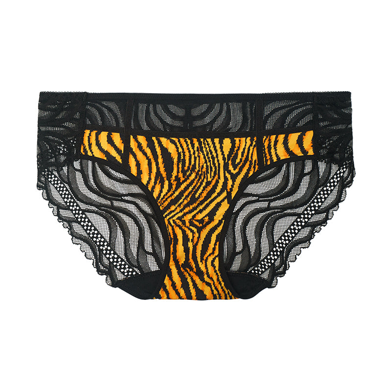 Tiger print sexy patchwork thin seamless flat corner pants