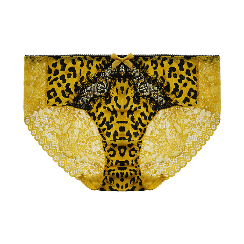 AERENEY Leopard Pattern Sexy Thin Lace Traceless Flat Corner Underpants