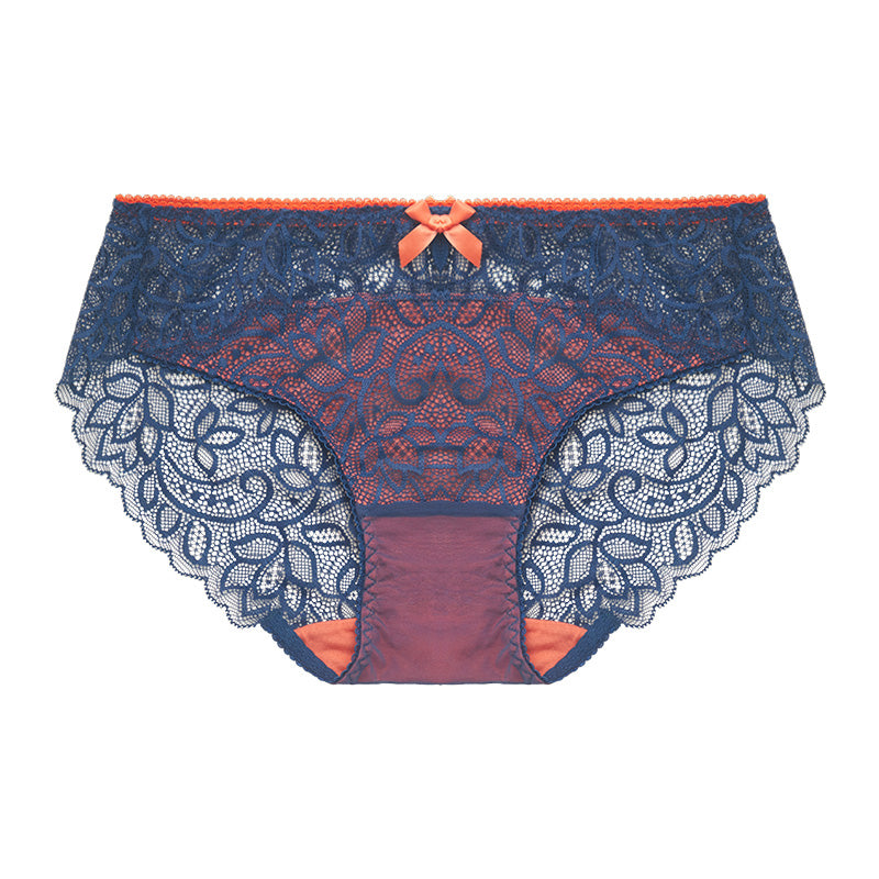 AERENEY Sexy Thin Cut Lace Pure Cotton Bottom Flat Corner Pants