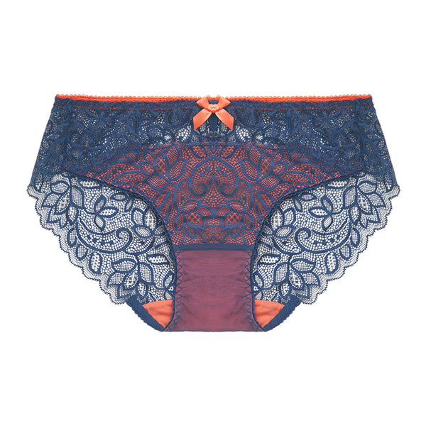 AERENEY Sexy Thin Cut Lace Pure Cotton Bottom Flat Corner Pants
