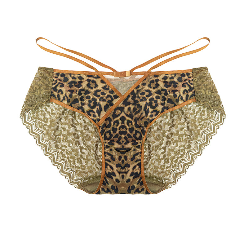 AERENEY Sexy Leopard Pattern Modal Pure Cotton Bottom Flat Corner Pants