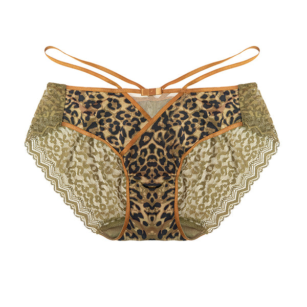 AERENEY Sexy Leopard Pattern Modal Pure Cotton Bottom Flat Corner Pants