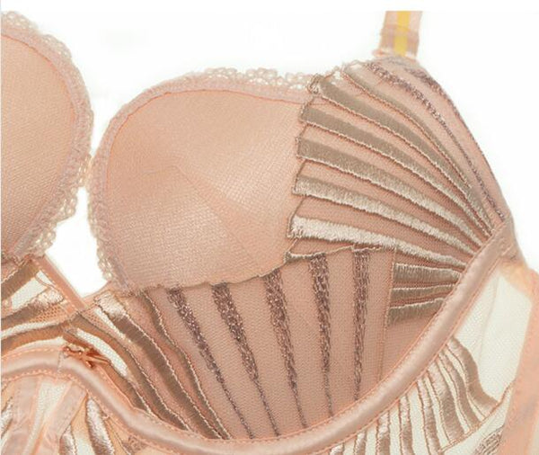 AERENEY Sexy Red Dragon Year Embroidered Lace Soft Support Bra