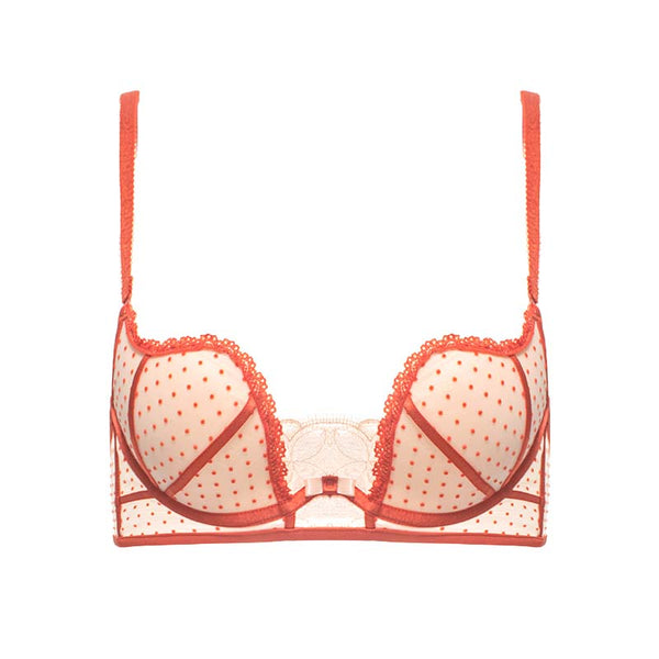 AERENEY Sexy Black Polka Dot Mesh Lace Thin Petite Bra