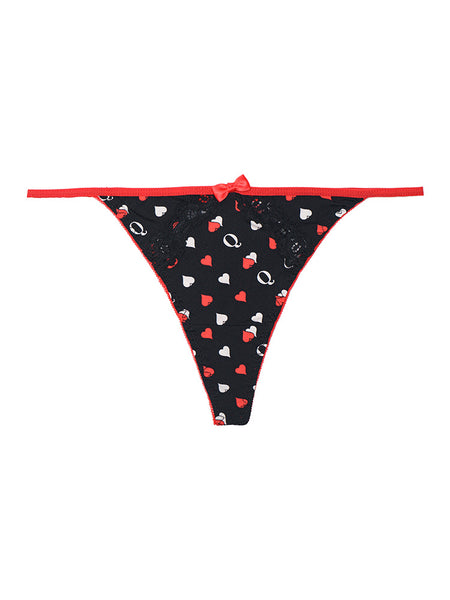 AERENEY Mid Low Rise Heart Print Sexy Flat Corner Pants