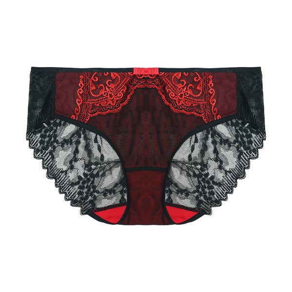 AERENEY Flat Angle Lace Embroidery Sexy Mid Low Rise Underpants