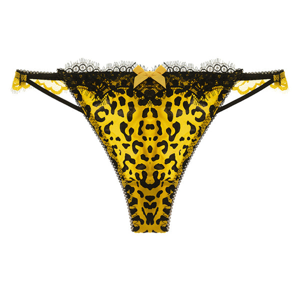 AERENEY Leopard Pattern Sexy Thin Lace Traceless Flat Corner Underpants