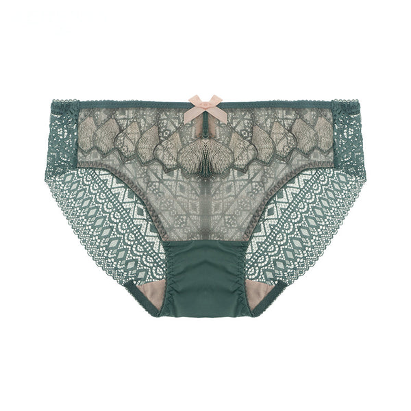 AERENEY Sexy Embroidered Thin Lace Traceless Underwear, Pure Cotton Modal Bottom