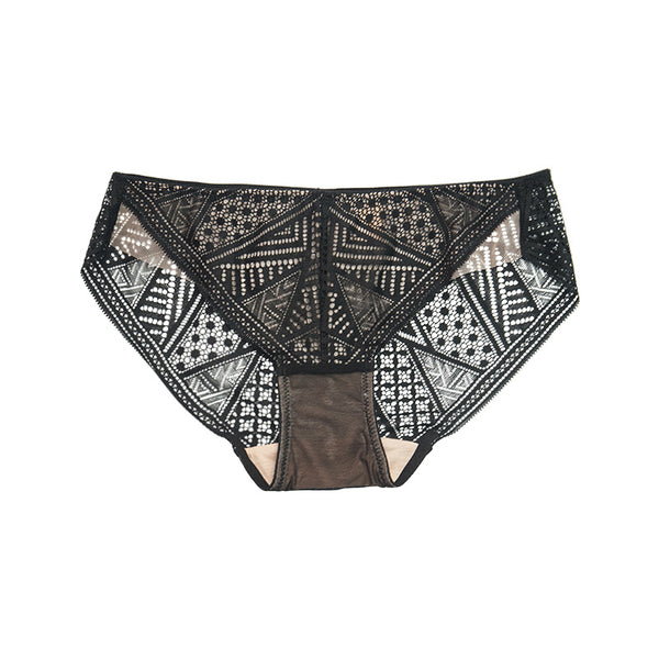 AERENEY Sexy Thin Cut Lace Pure Cotton Bottom Flat Corner Pants