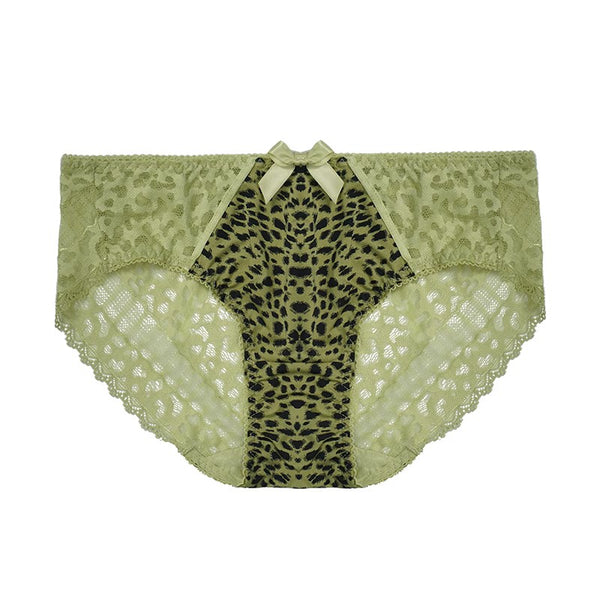 Sexy Leopard Pattern Lace Thin Tie Low Waist Flat Corner Pants