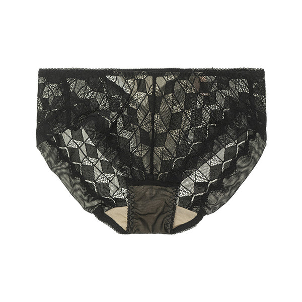 AERENEY Sexy Thin Lace Contrast Flat Corner Pants