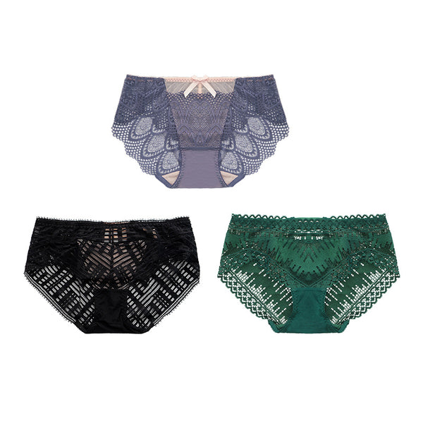 AERENEY Sexy Lace Thin Modal Bottom Breathable Flat Corner Pants