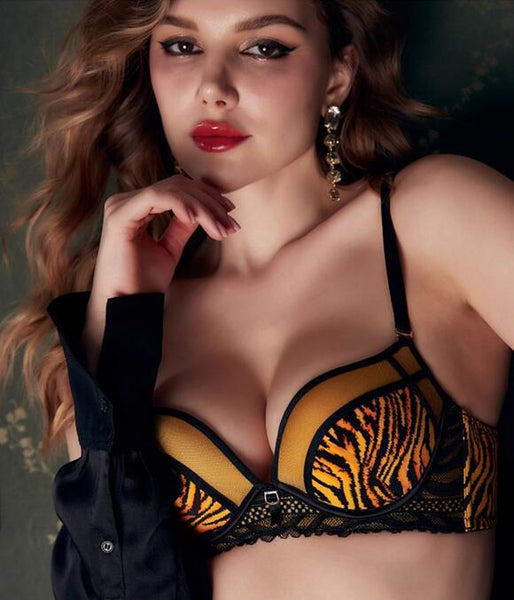 Print Leopard Print Sexy Bra Set Thin Bra Soft Underwire