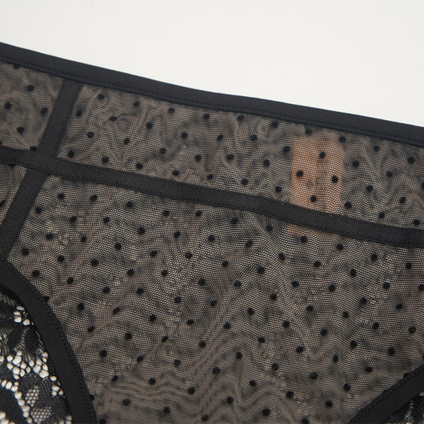 AERENEY sexy polka dot lace mid low rise comfortable and breathable boxer shorts