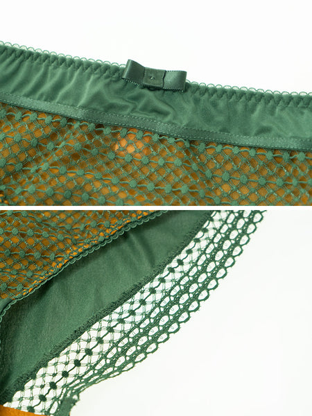 AERENEY Sexy Lace Pure Cotton Bottom Flat Corner Pants