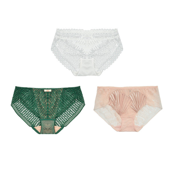 AERENEY Sexy Lace Thin Modal Bottom Breathable Flat Corner Pants
