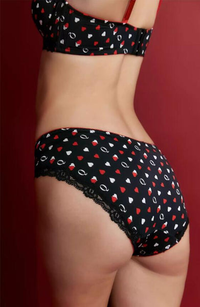 AERENEY Mid Low Rise Heart Print Sexy Flat Corner Pants