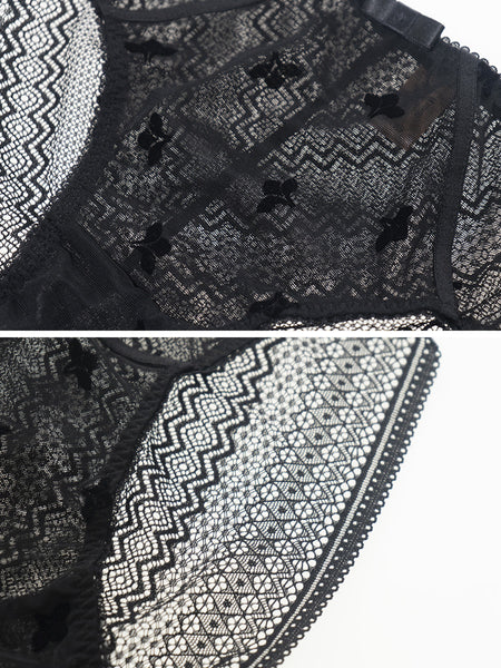 AERENEY Sexy Lace Pure Cotton Bottom Low Waist Traceless Flat Corner Pants